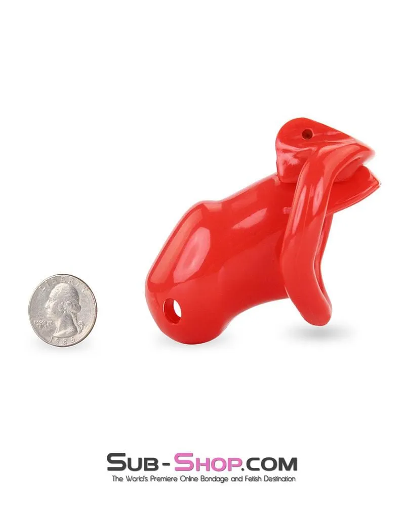 0387AE      Redhead High Security Locking Short Male Chastity Cock Cage Sensation Device