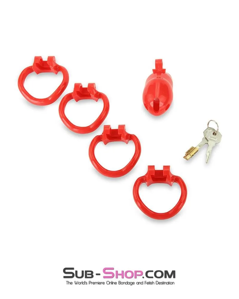 0387AE      Redhead High Security Locking Short Male Chastity Cock Cage Sensation Device