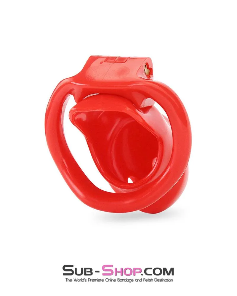 0387AE      Redhead High Security Locking Short Male Chastity Cock Cage Sensation Device