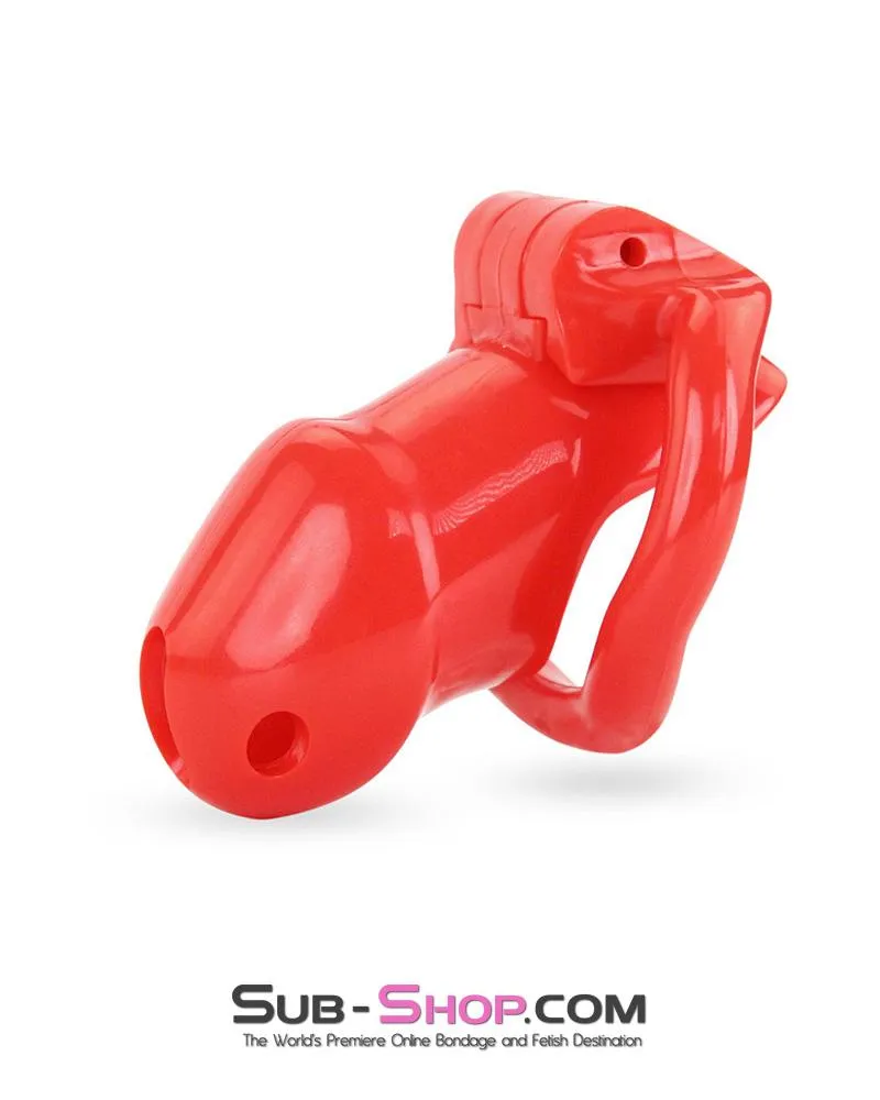 0387AE      Redhead High Security Locking Short Male Chastity Cock Cage Sensation Device