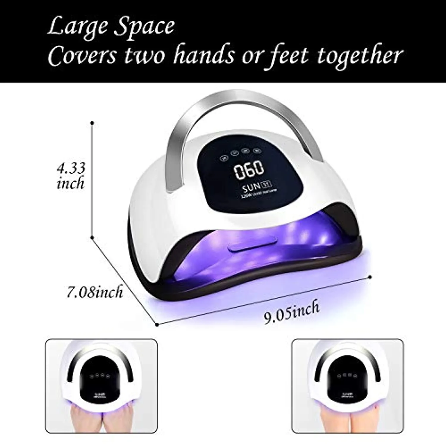 126W UV LED Nail Lamp, Hirsrian Handle Nail Dryer with 4 Timers Professional Nail Polish Curing Lamp Art Tools with Automatic Sensor