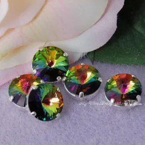 12mm Sew On Swarovski Crystal Vitrail Medium Rivoli 1122 With Prong Setting