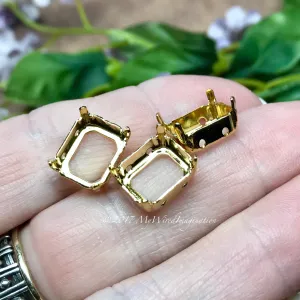 12x10mm Octagon Settings, Art 4600,  3 Pieces Silver or Gold Plated,  , Gemstone Crystal s, Bead Embroidery Component