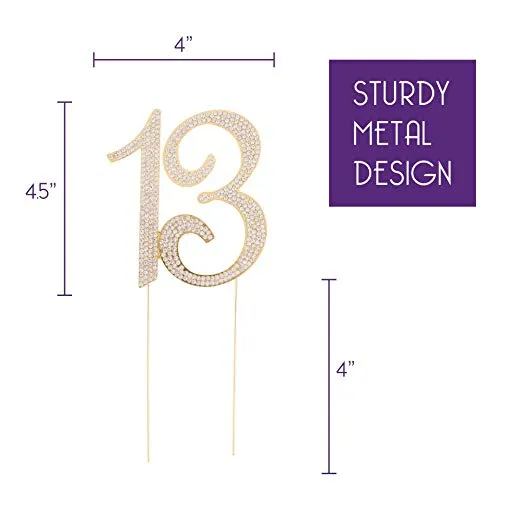 13 Gold Crystal Cake Topper