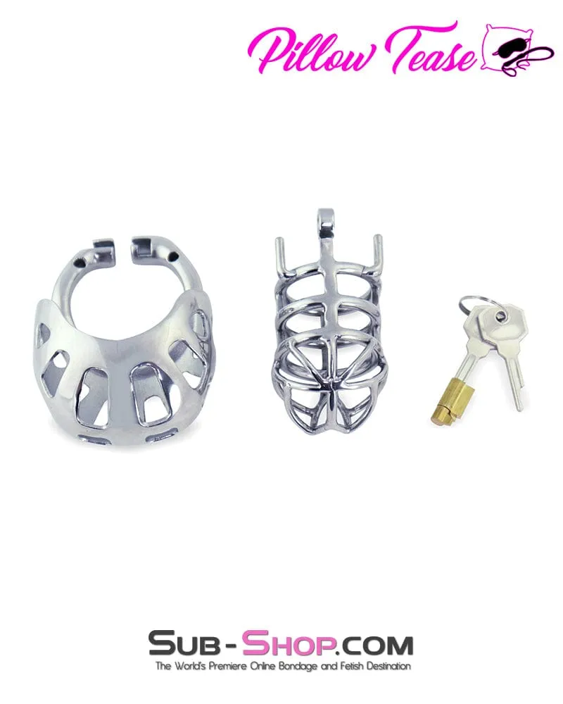 1341AR      Full Coverage Steel Locking Chastity Tease and CBT Device, 1.75" Cock Ring