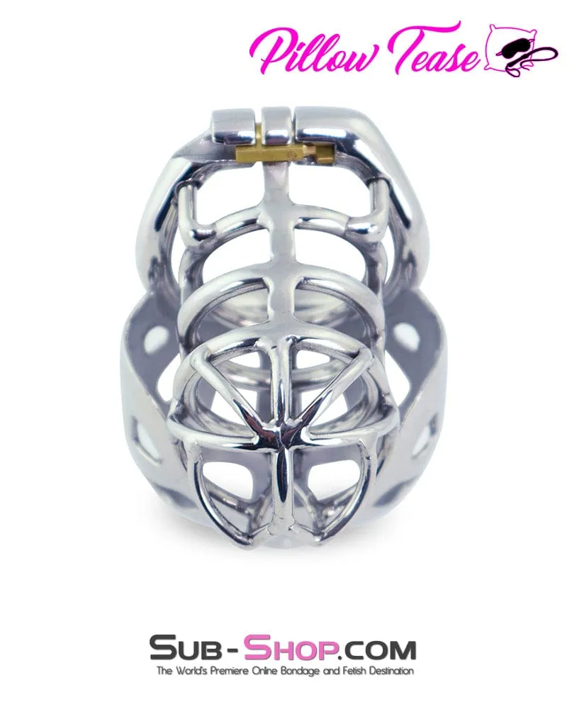 1341AR      Full Coverage Steel Locking Chastity Tease and CBT Device, 1.75" Cock Ring
