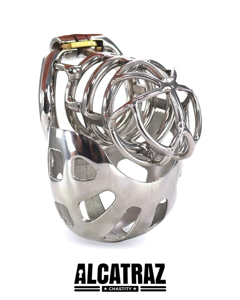 1341AR      Full Coverage Steel Locking Chastity Tease and CBT Device, 1.75" Cock Ring