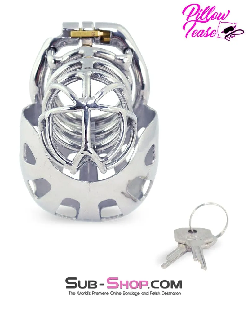 1341AR      Full Coverage Steel Locking Chastity Tease and CBT Device, 1.75" Cock Ring