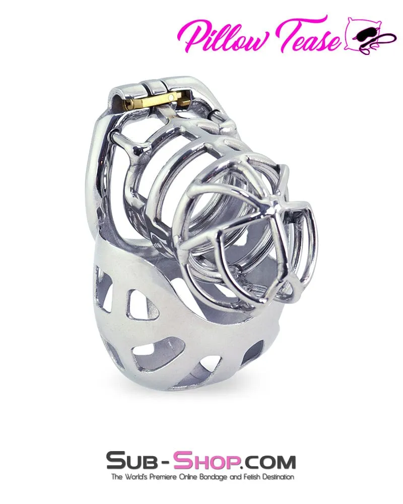 1341AR      Full Coverage Steel Locking Chastity Tease and CBT Device, 1.75" Cock Ring