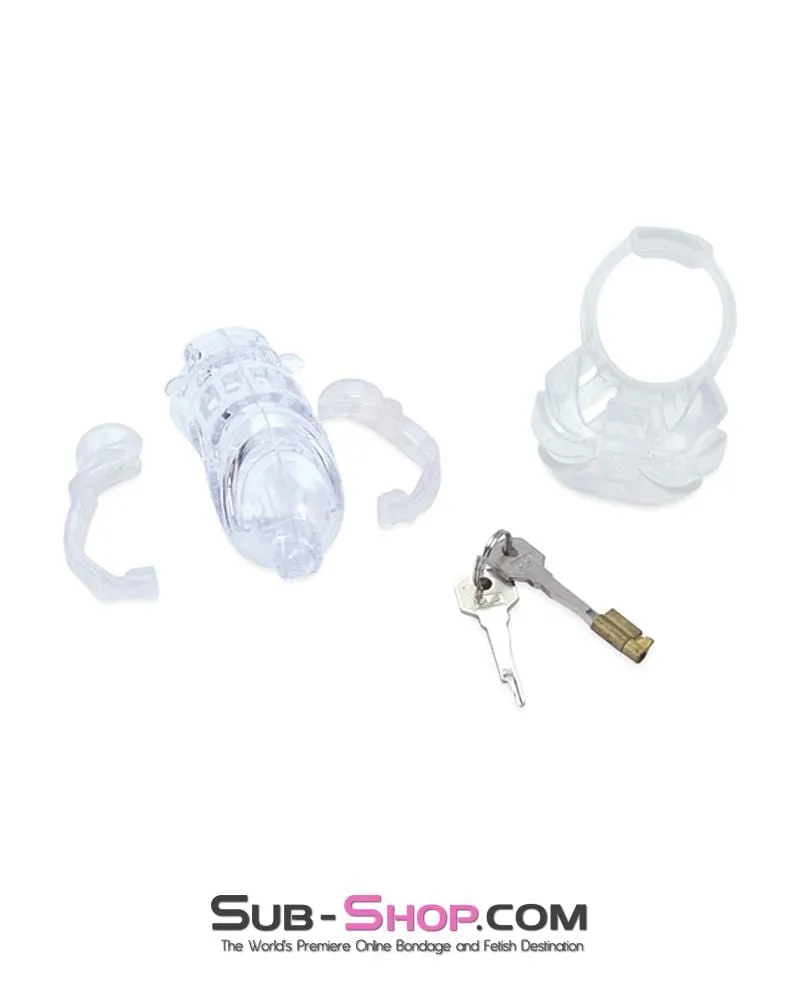 1414AR      The Vortex Clear Full Cock and Ball Enclosure High Security Locking Cock Tease Cage Chastity