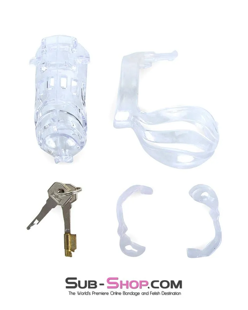 1414AR      The Vortex Clear Full Cock and Ball Enclosure High Security Locking Cock Tease Cage Chastity