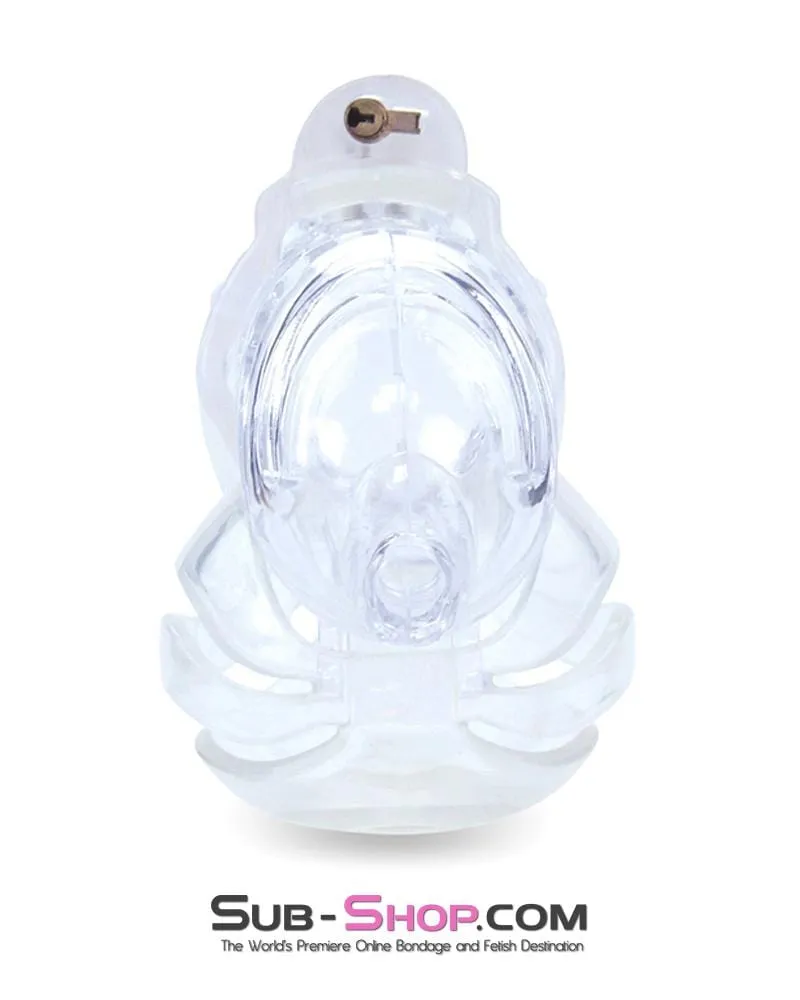 1414AR      The Vortex Clear Full Cock and Ball Enclosure High Security Locking Cock Tease Cage Chastity