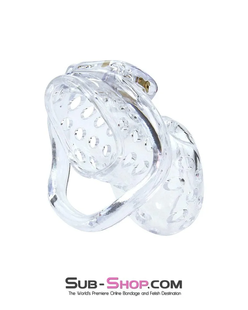 1422AR      Boy Toy Clear High Security Pin Tumbler Locking Cock Cage Chastity