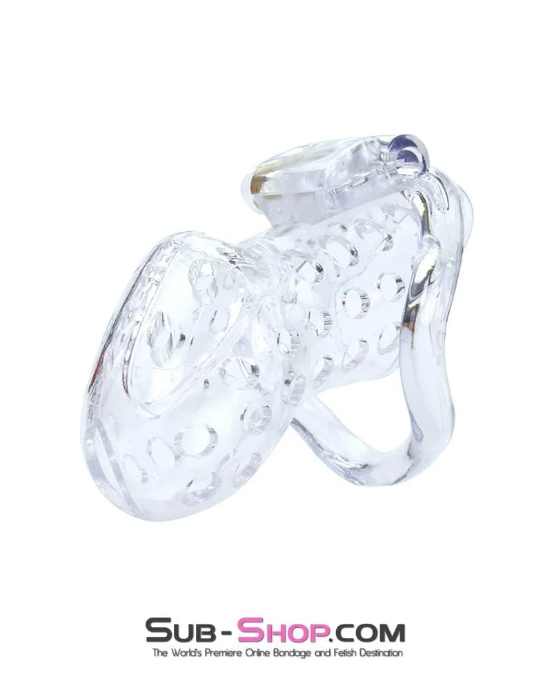 1422AR      Boy Toy Clear High Security Pin Tumbler Locking Cock Cage Chastity