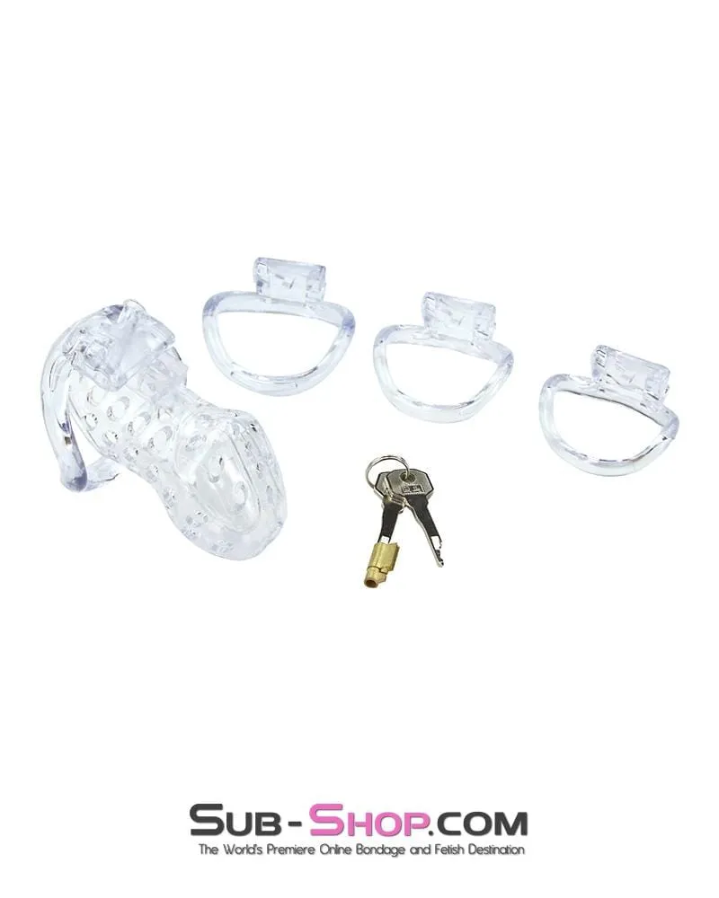 1422AR      Boy Toy Clear High Security Pin Tumbler Locking Cock Cage Chastity