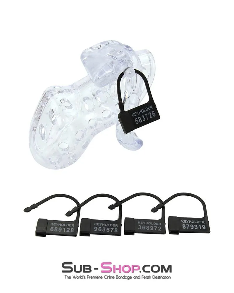 1422AR      Boy Toy Clear High Security Pin Tumbler Locking Cock Cage Chastity