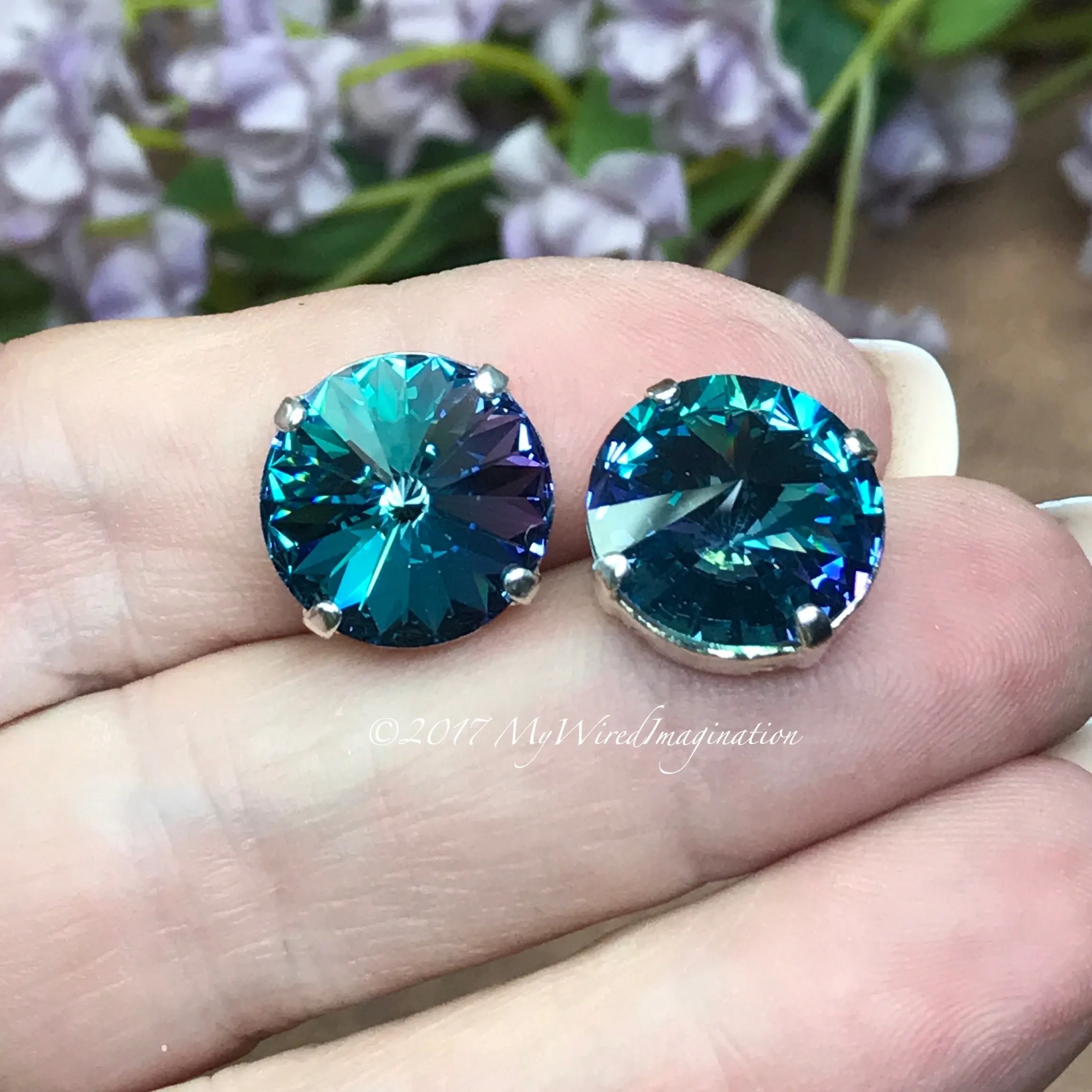 14mm Rivoli, Blue Lagoon, Genuine Swarovski Crystal, Art 1122 UNF With Setting