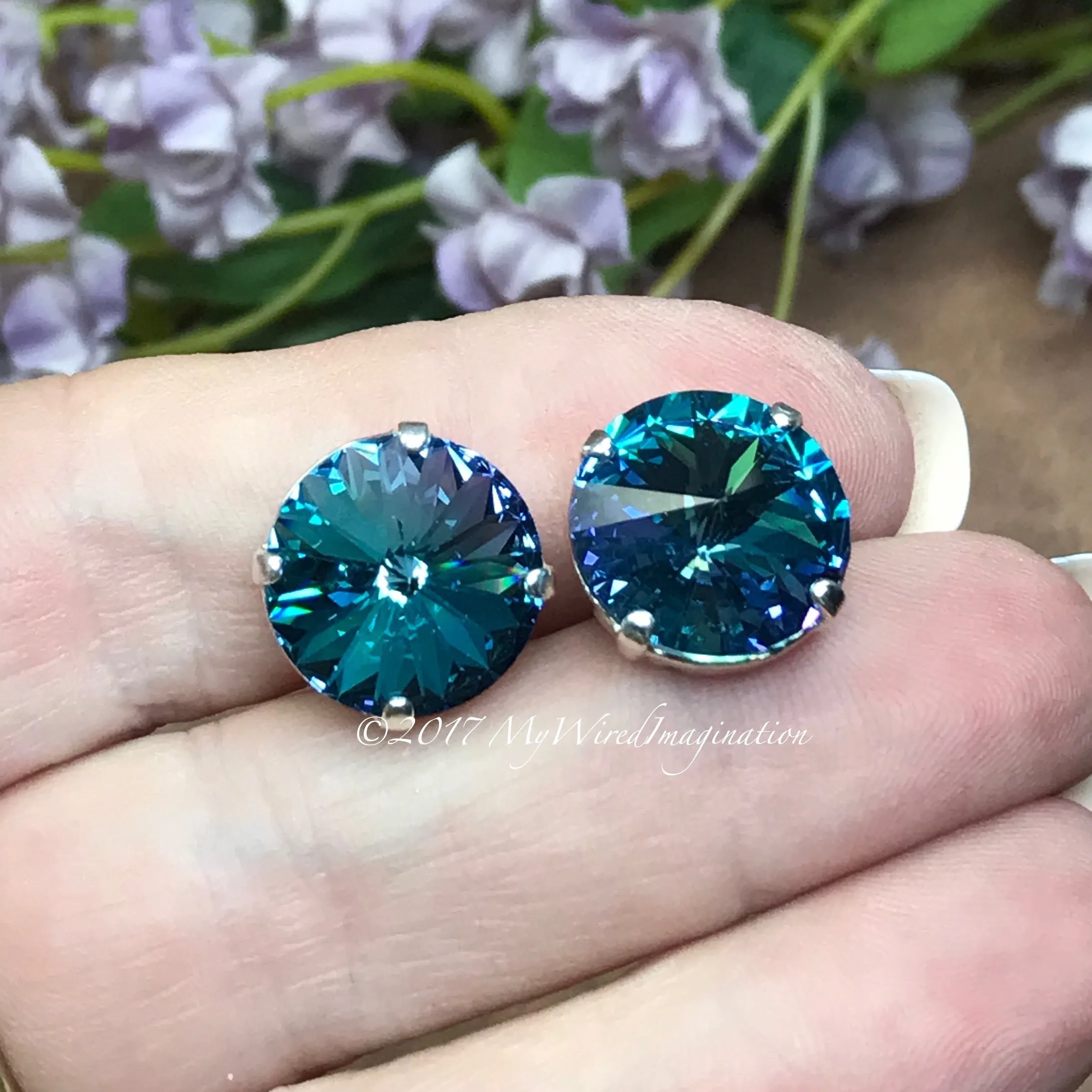 14mm Rivoli, Blue Lagoon, Genuine Swarovski Crystal, Art 1122 UNF With Setting
