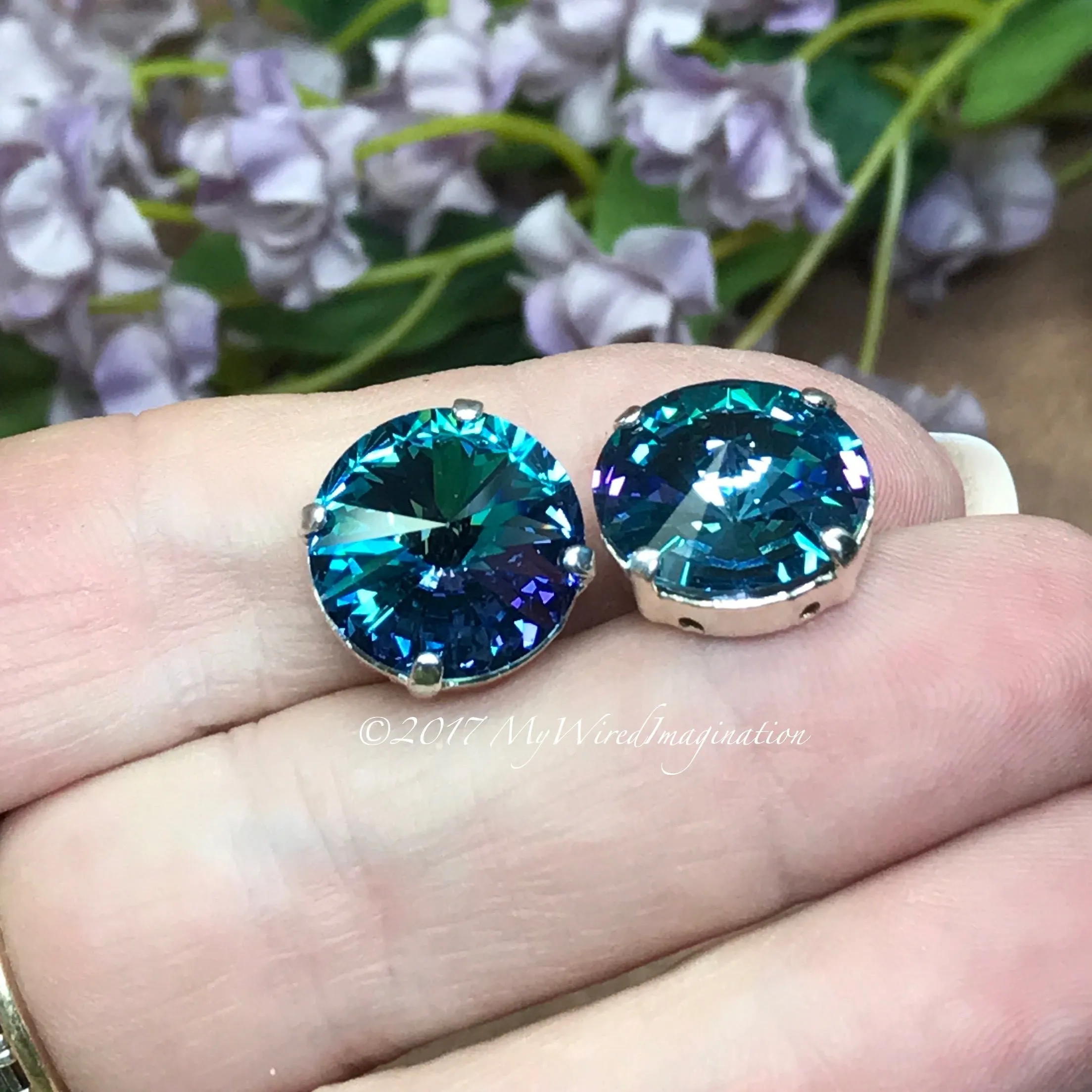 14mm Rivoli, Blue Lagoon, Genuine Swarovski Crystal, Art 1122 UNF With Setting