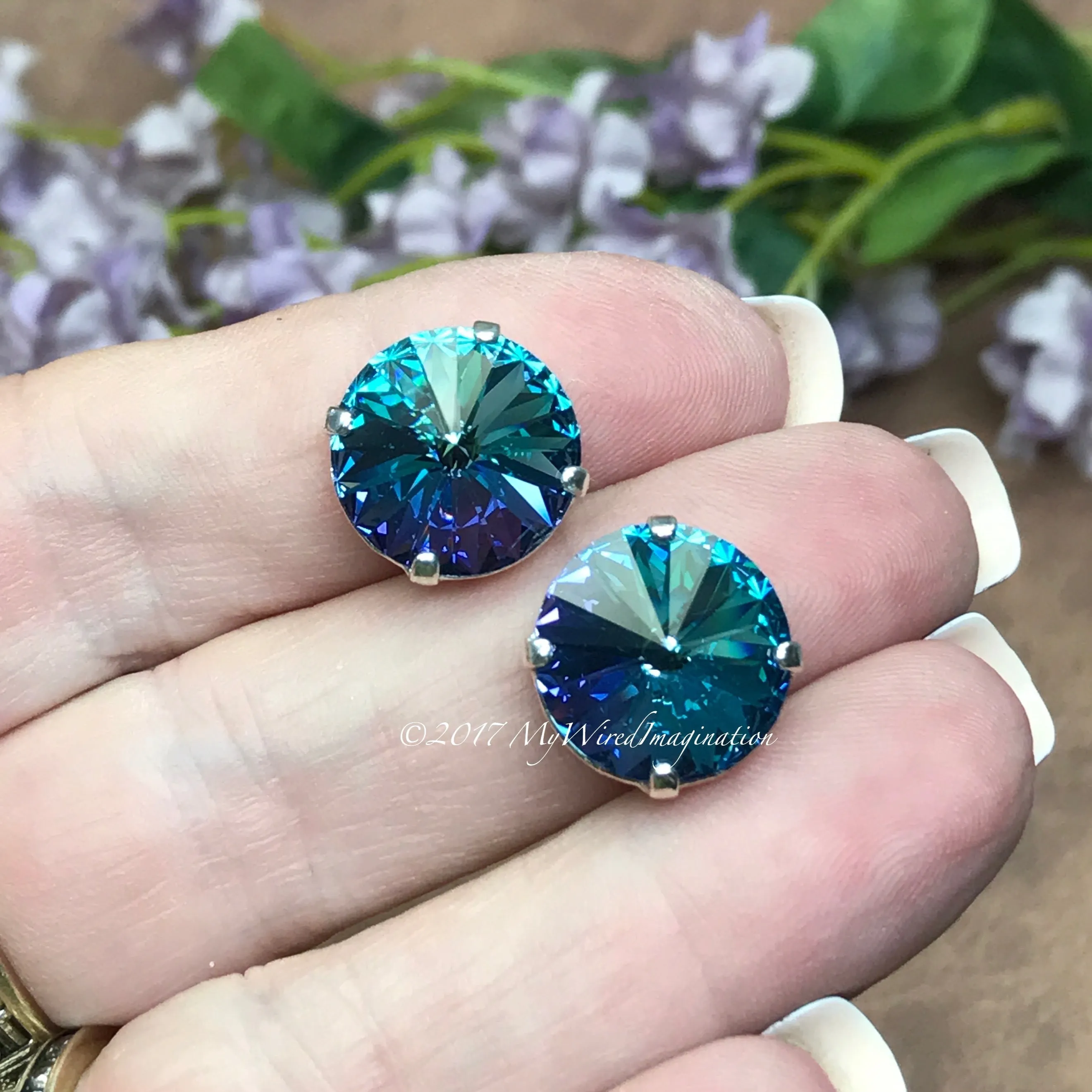 14mm Rivoli, Blue Lagoon, Genuine Swarovski Crystal, Art 1122 UNF With Setting