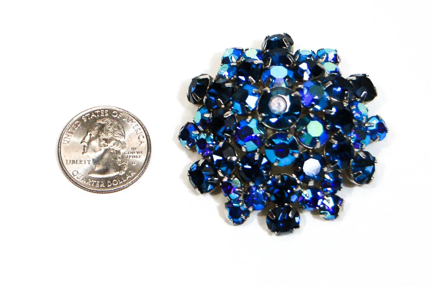 1950's Dome Aurora Borealis Rhinestone Brooch
