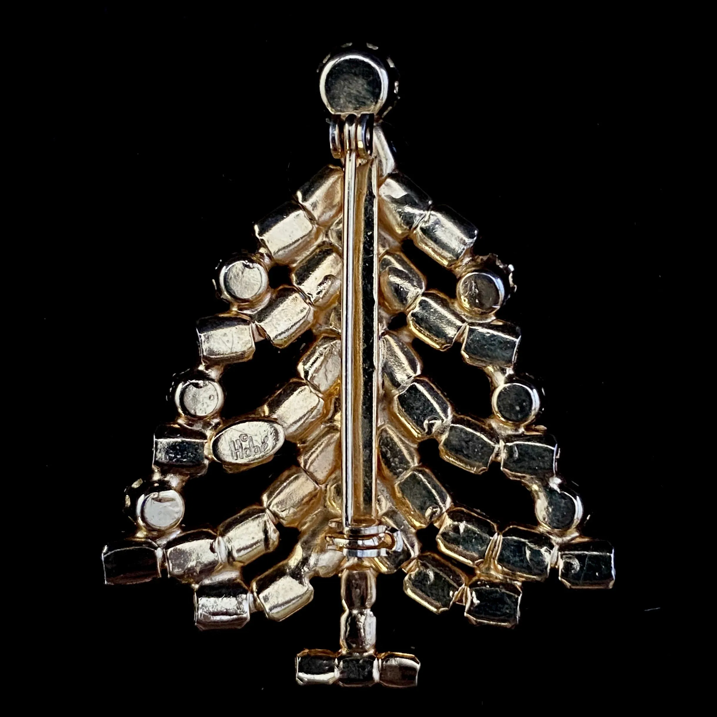 1950s Hobe Rhinestone Christmas Tree Pin