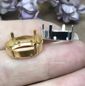 2 pcs Silver or Gold Plated Settings, Fits Oval Shape 4120 Crystals 18x13mm