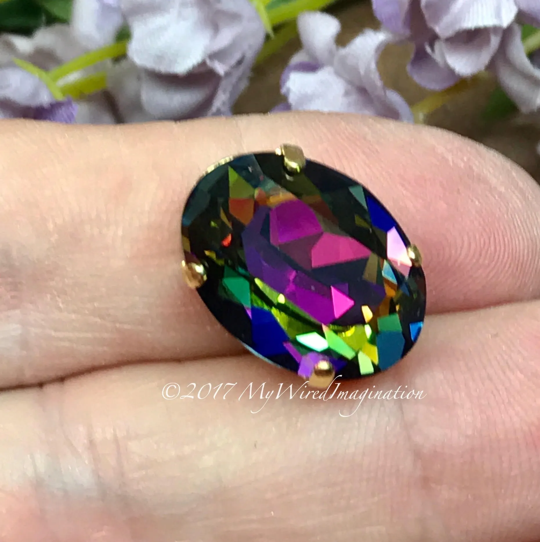 2 pcs Silver or Gold Plated Settings, Fits Oval Shape 4120 Crystals 18x13mm