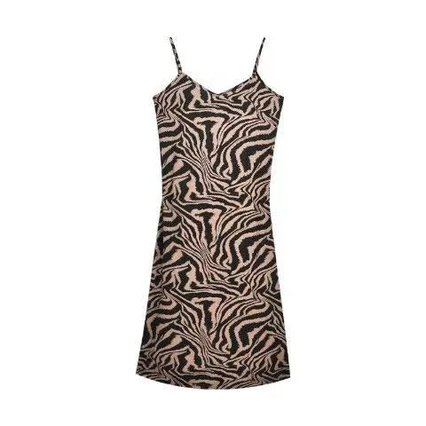2025 Summer Mid-Length Temperament Leopard Print Sling Dress Women's Slimming  Sexy Bottoming Suspender Dress