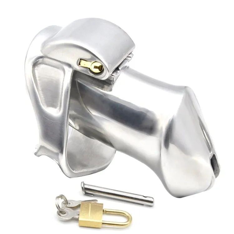 2709M      Dick Steele Long High Security Chastity Cock Cage with Small Cock Cuff