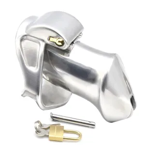 2709M      Dick Steele Long High Security Chastity Cock Cage with Small Cock Cuff