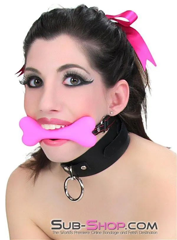 2964DL      Lil' Bitch Pup Small Pink Silicone Puppy Play Bone Gag