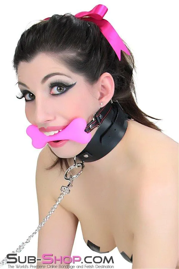 2964DL      Lil' Bitch Pup Small Pink Silicone Puppy Play Bone Gag