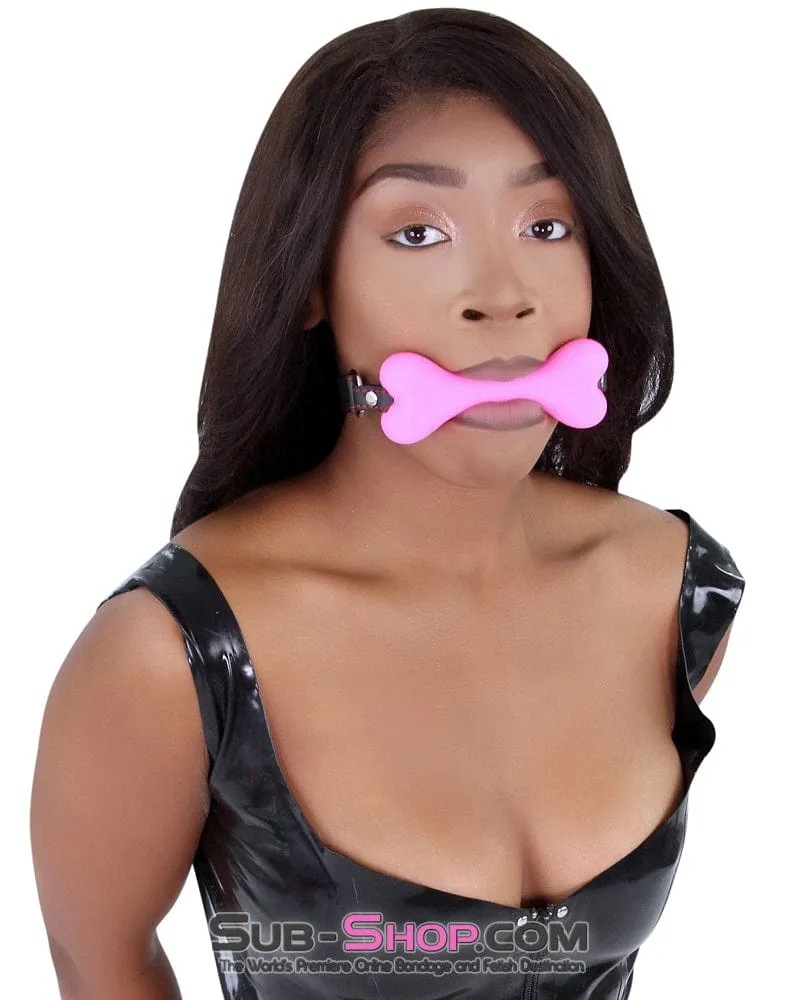 2964DL      Lil' Bitch Pup Small Pink Silicone Puppy Play Bone Gag