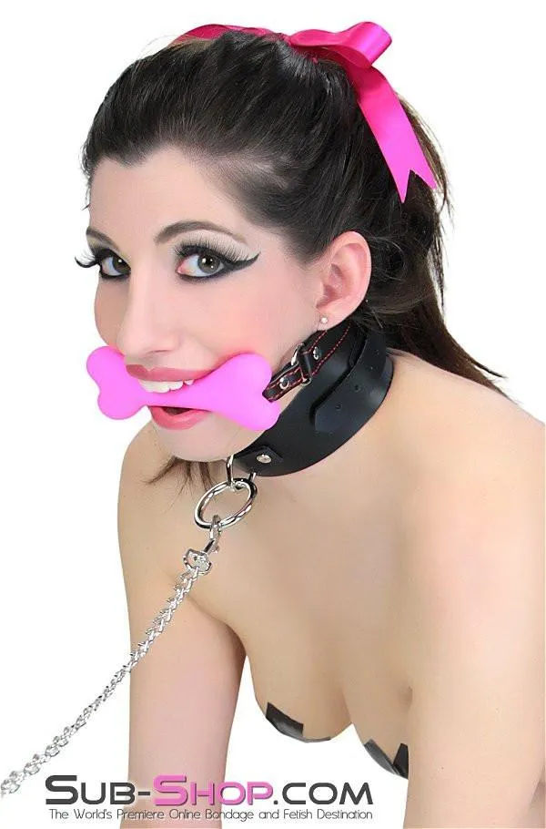 2964DL      Lil' Bitch Pup Small Pink Silicone Puppy Play Bone Gag