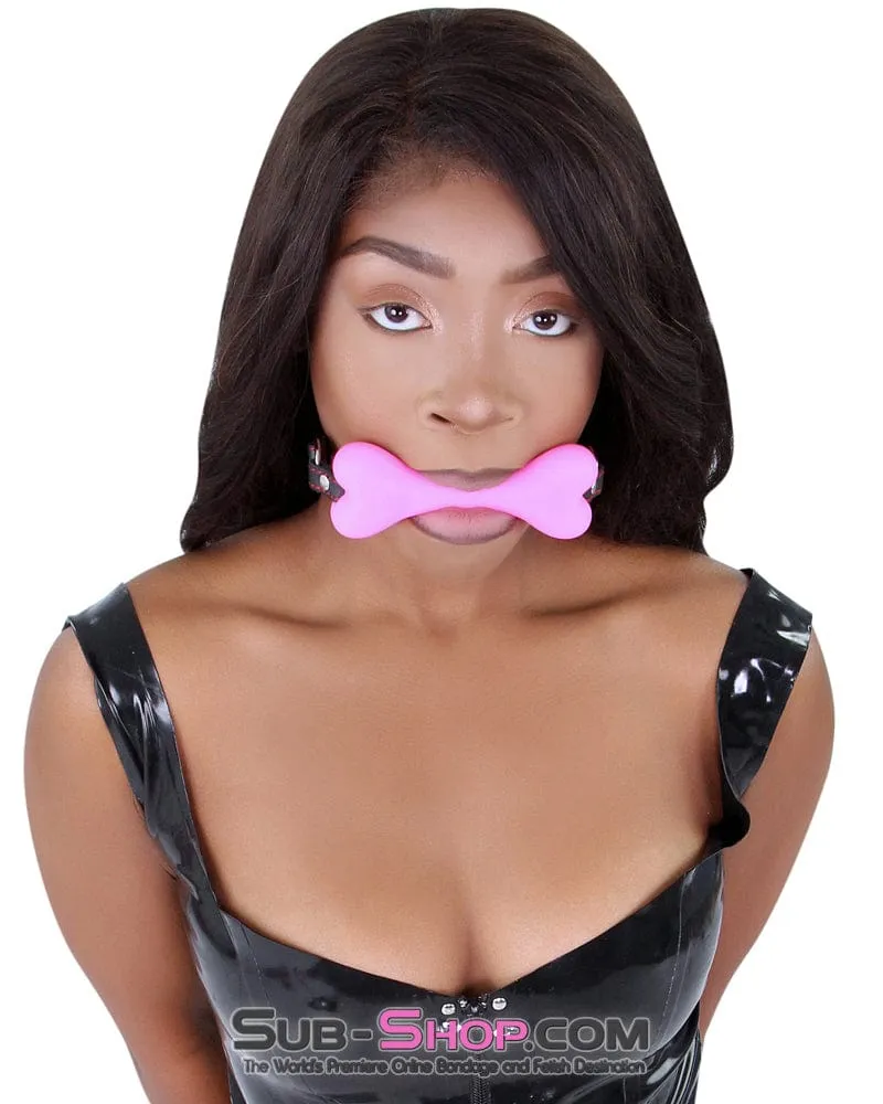 2964DL      Lil' Bitch Pup Small Pink Silicone Puppy Play Bone Gag
