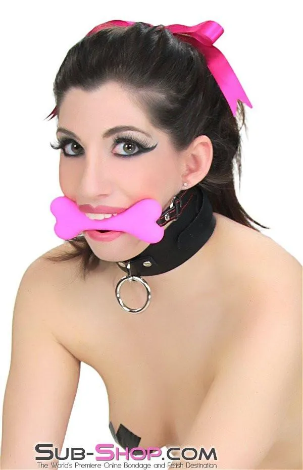 2964DL      Lil' Bitch Pup Small Pink Silicone Puppy Play Bone Gag