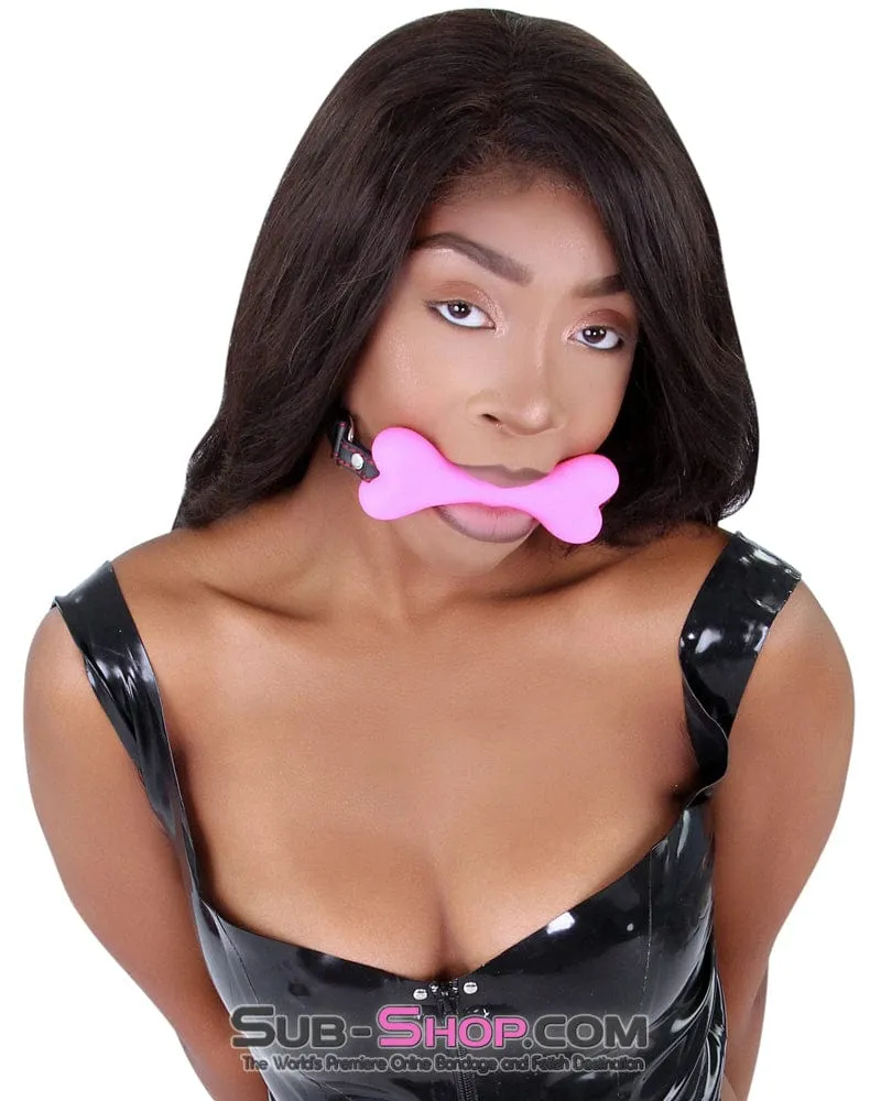 2964DL      Lil' Bitch Pup Small Pink Silicone Puppy Play Bone Gag