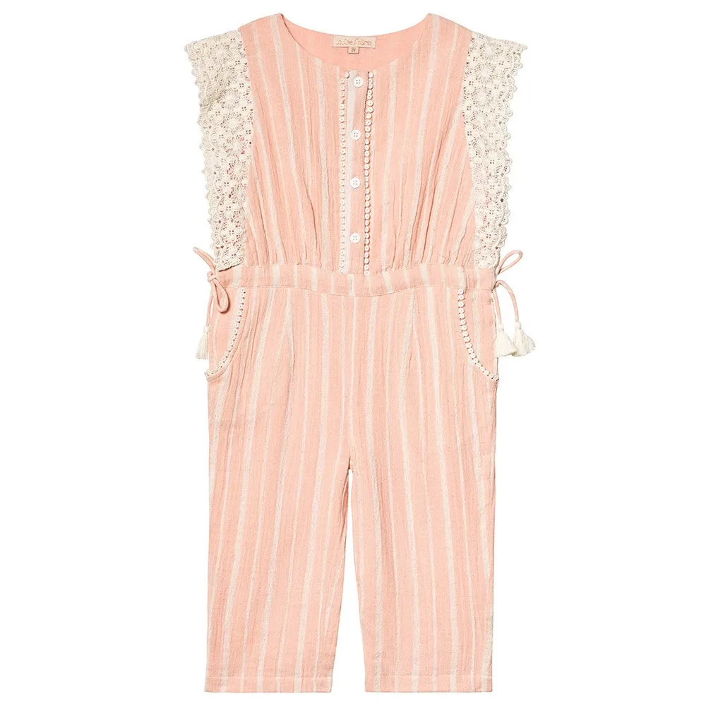[2y] Louise Misha Makoa Blush Stripe Overalls