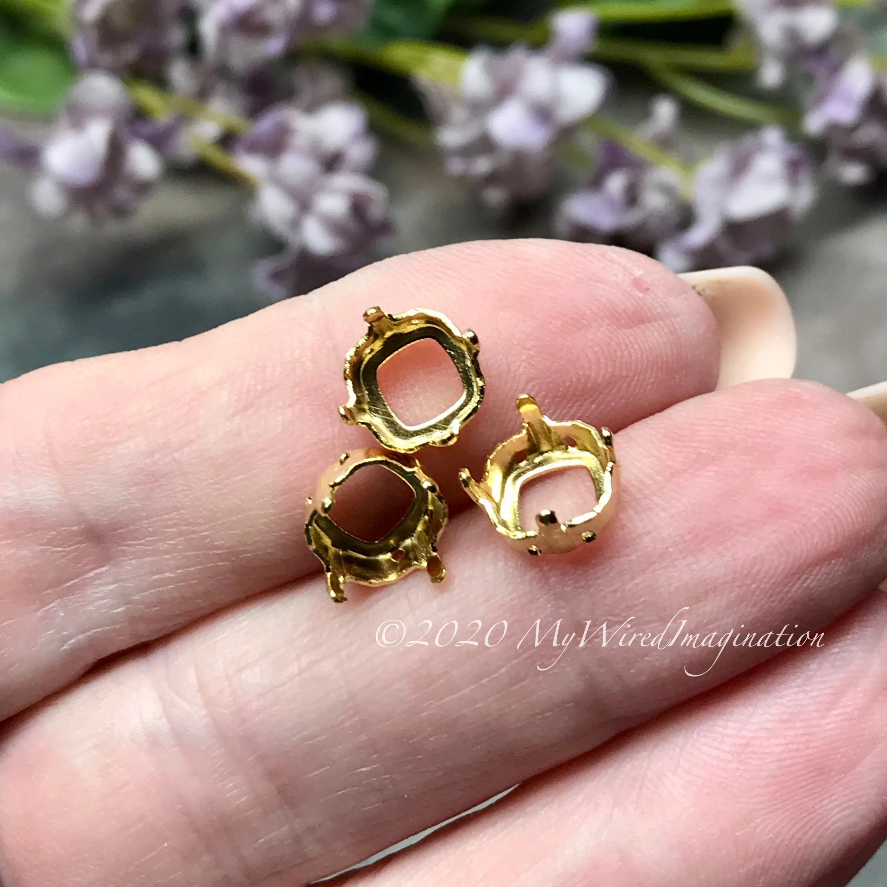 3 pcs, 8mm Silver or Gold Plated Sew On Settings for Swarovski 8 mm 4470, 4471 & 4671