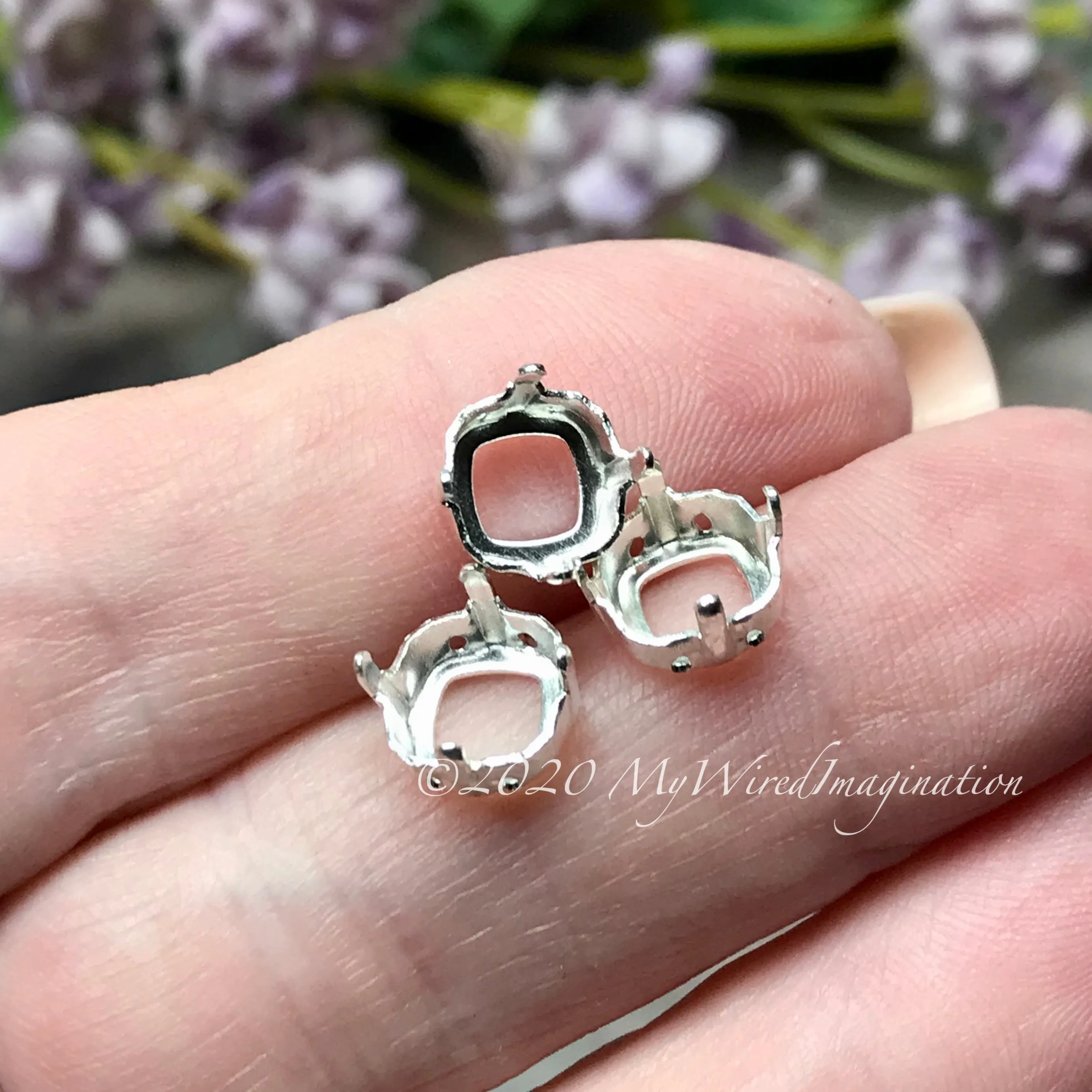 3 pcs, 8mm Silver or Gold Plated Sew On Settings for Swarovski 8 mm 4470, 4471 & 4671