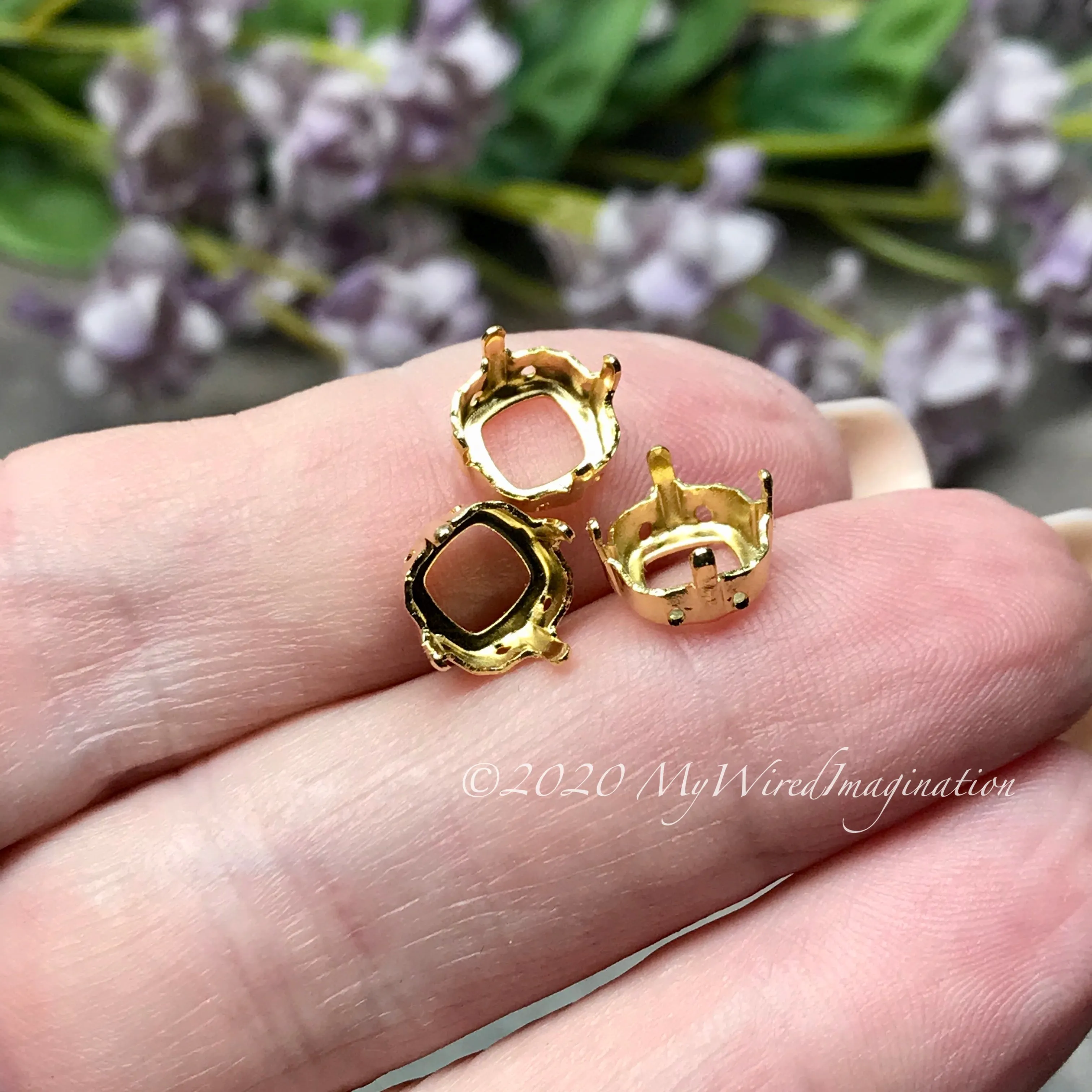 3 pcs, 8mm Silver or Gold Plated Sew On Settings for Swarovski 8 mm 4470, 4471 & 4671