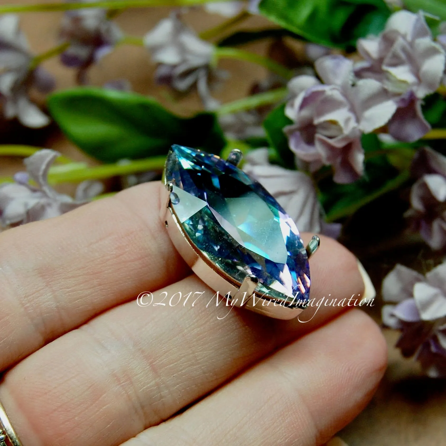 32x17mm Navette Crystal Setting, Silver, Antique Copper, Antique Bronze Plated Prong Settings