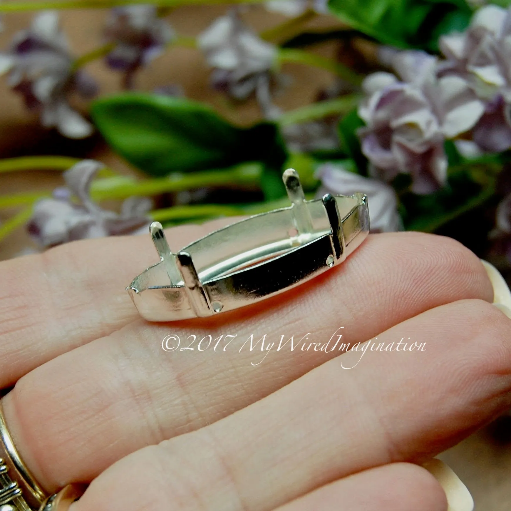 32x17mm Navette Crystal Setting, Silver, Antique Copper, Antique Bronze Plated Prong Settings