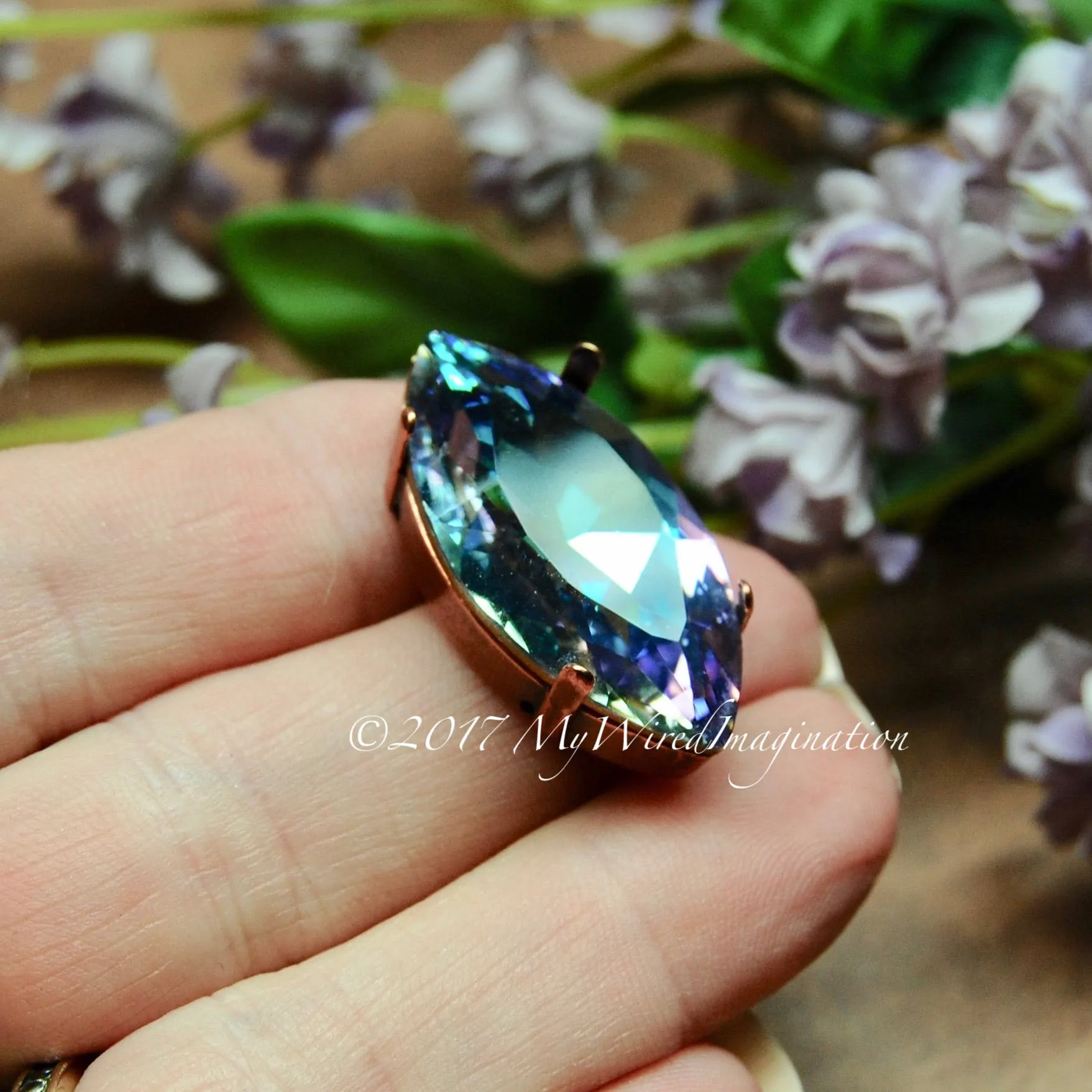 32x17mm Navette Crystal Setting, Silver, Antique Copper, Antique Bronze Plated Prong Settings
