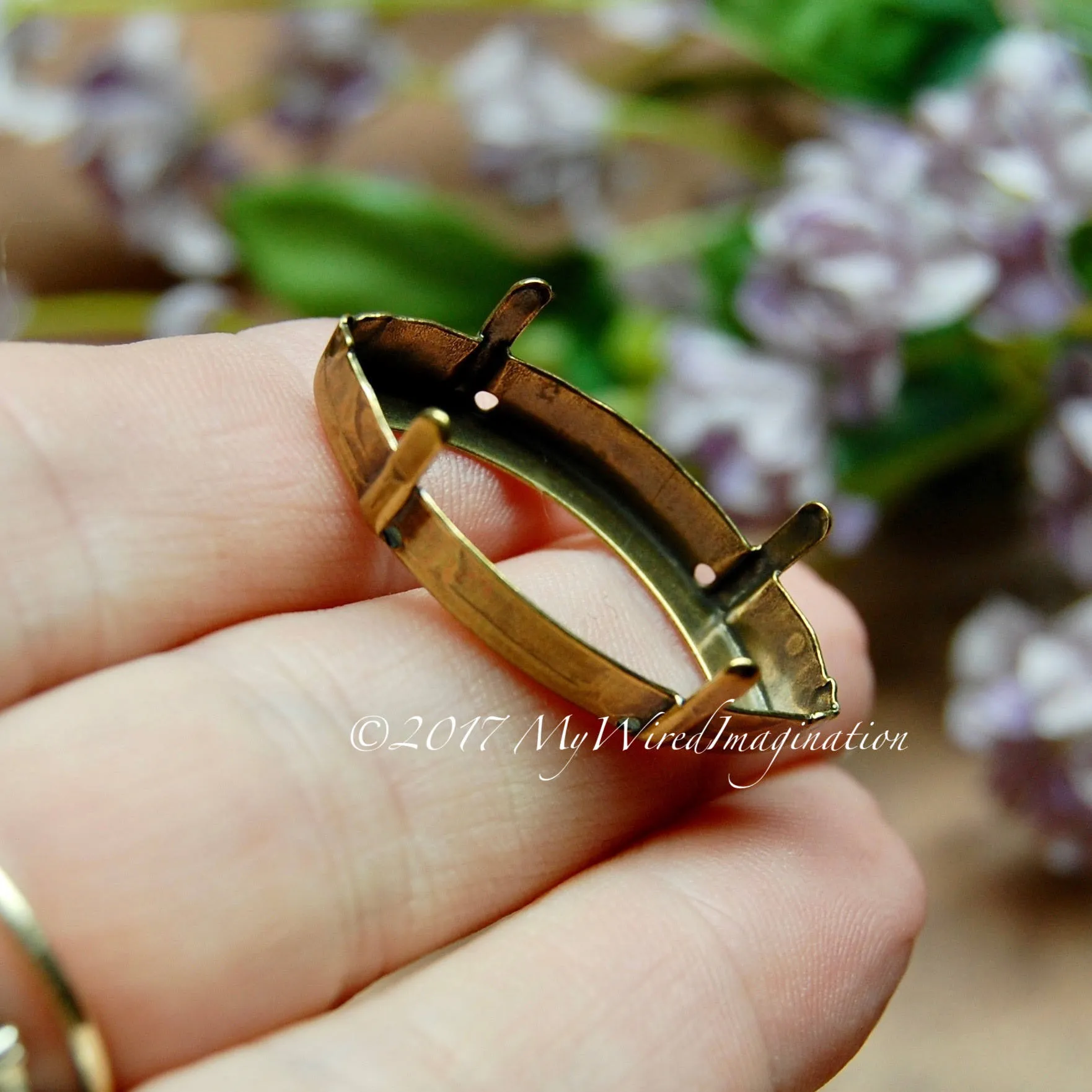32x17mm Navette Crystal Setting, Silver, Antique Copper, Antique Bronze Plated Prong Settings