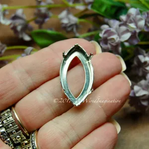32x17mm Navette Crystal Setting, Silver, Antique Copper, Antique Bronze Plated Prong Settings