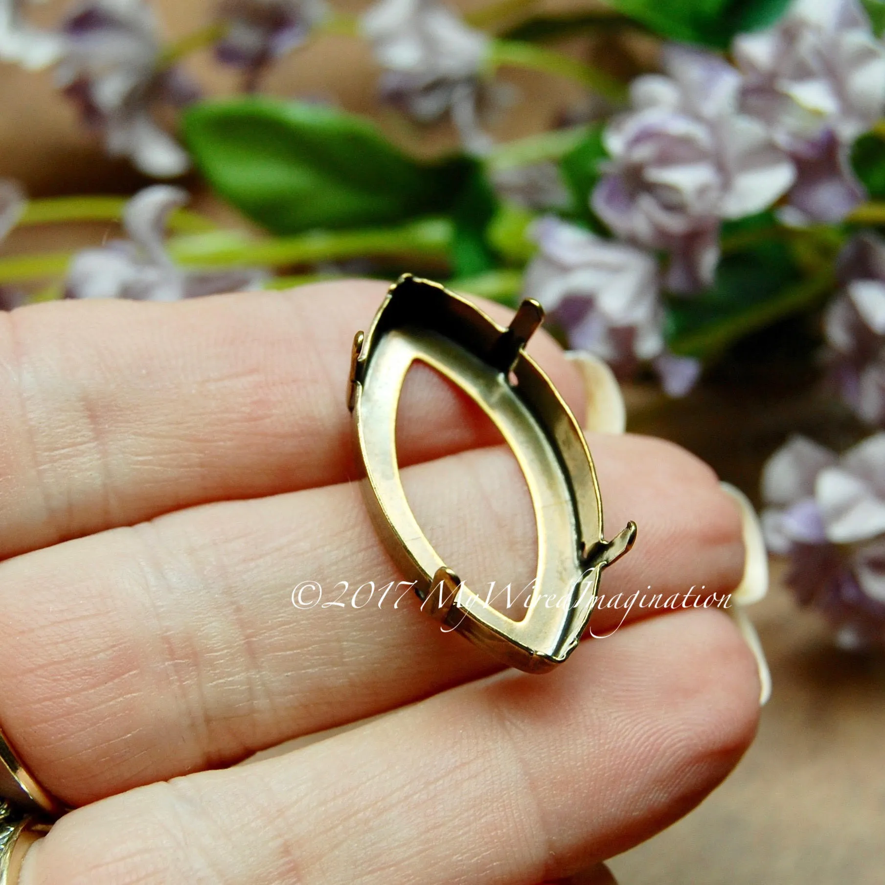 32x17mm Navette Crystal Setting, Silver, Antique Copper, Antique Bronze Plated Prong Settings