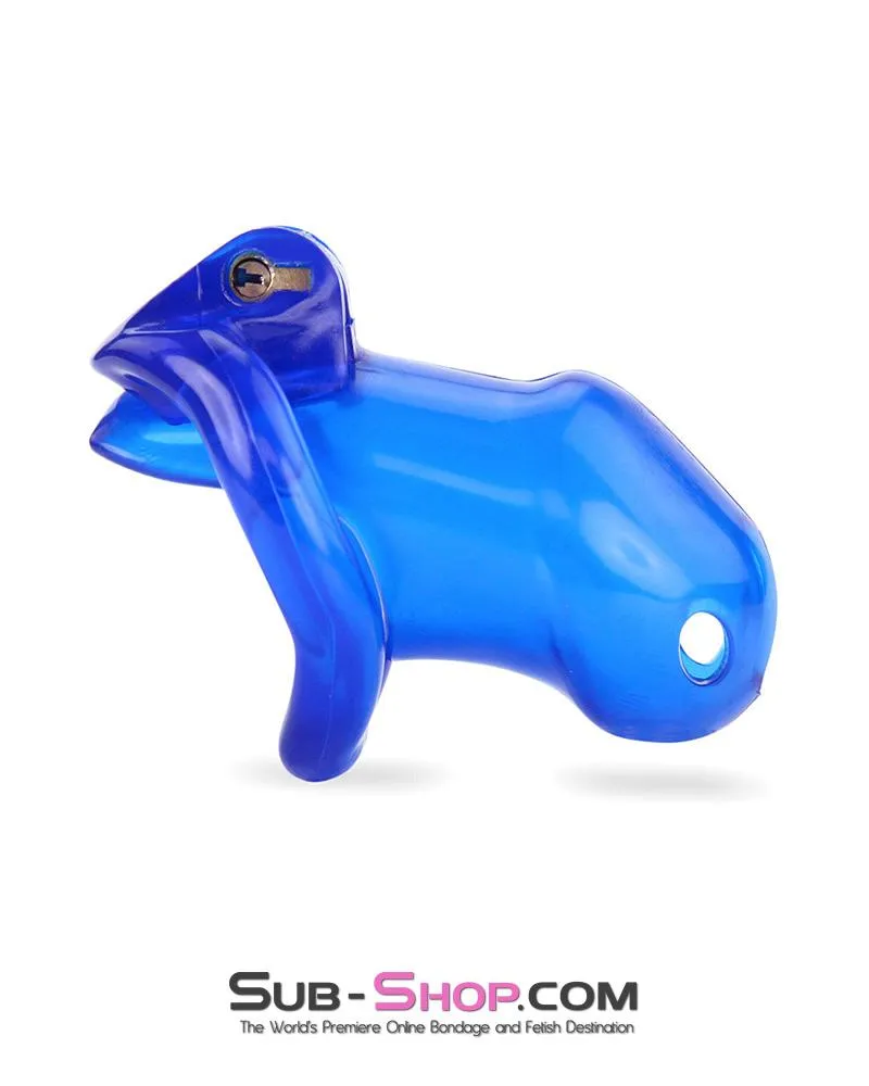 3510AE-SIS      Blue Blazes Chastity Sissy Cocktease High Security Locking Cock Cage Sensation Device