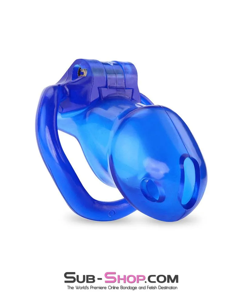 3510AE-SIS      Blue Blazes Chastity Sissy Cocktease High Security Locking Cock Cage Sensation Device